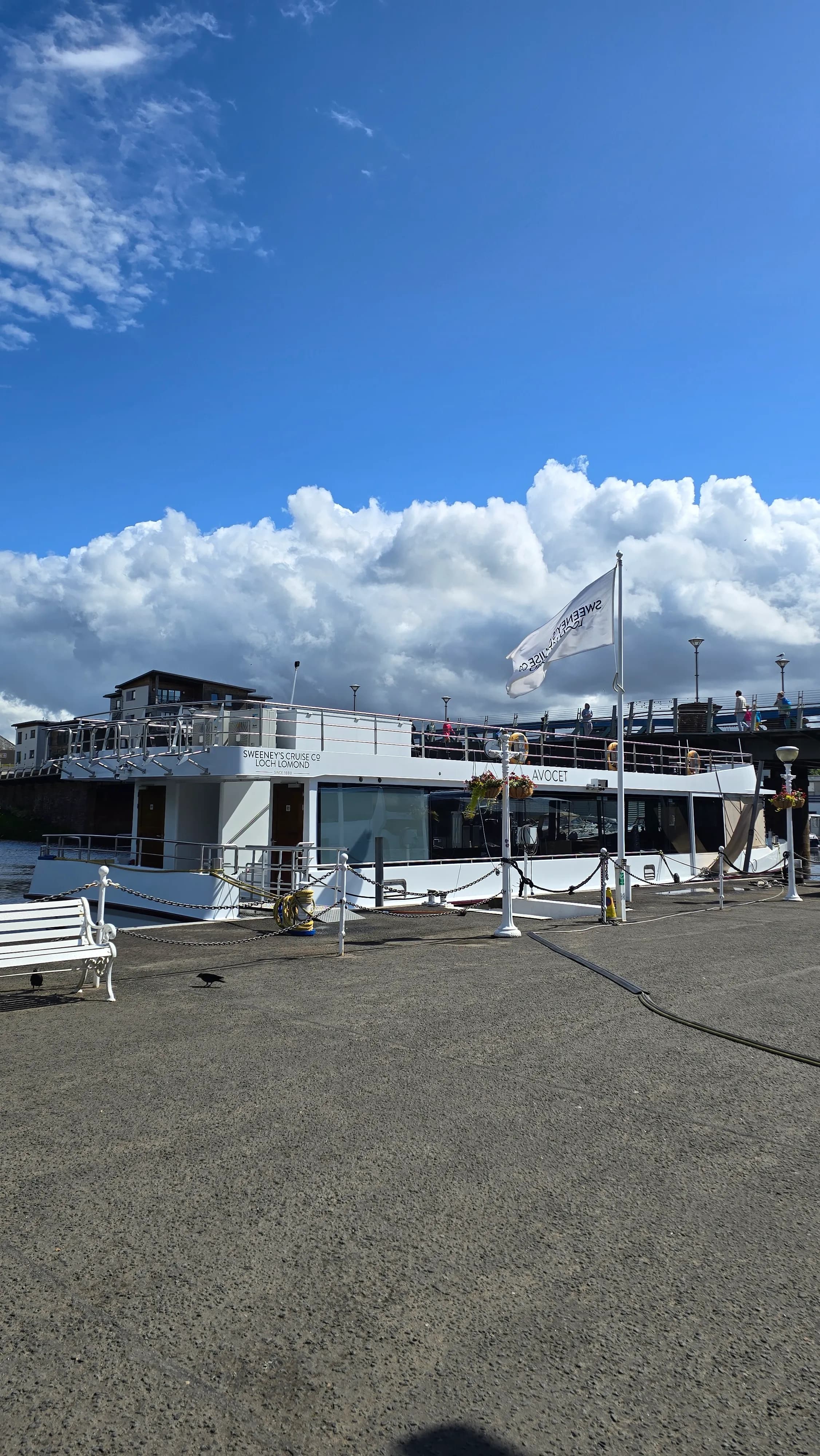A cruise boat moored on Loch Lomond, Scotland